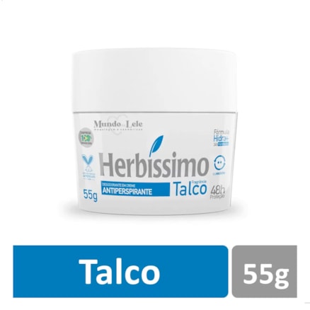 Desodorante Creme Antiperspirante Herbíssimo Talco Proteção Duradoura 48H 55g