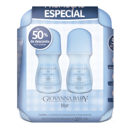 Desodorante Giovana Baby Roll-on Blue 48h 50ml 2 Und