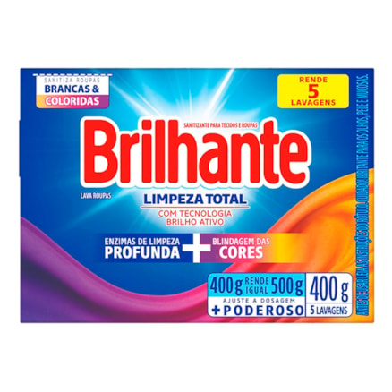 Detergente Brilhante Limpeza Total Pó Caixa 400g