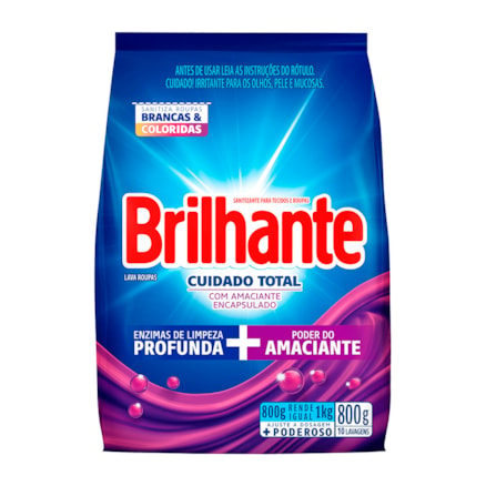 Detergente Brilhante Pó Cuidado Total 800g