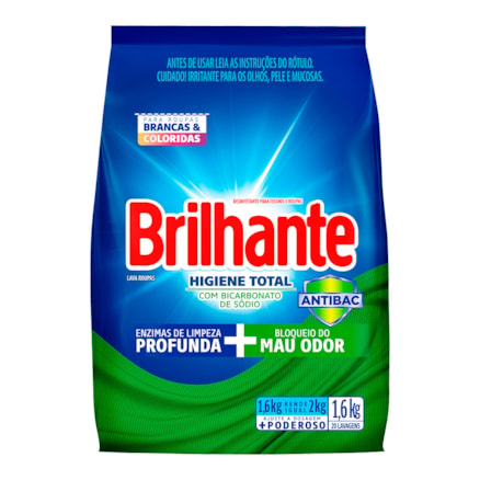 Detergente Brilhante Pó Higiene Total 1,6kg