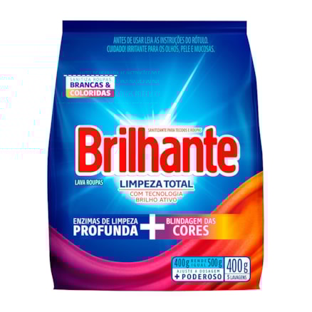 Detergente Brilhante Pó Limpeza Total 400g