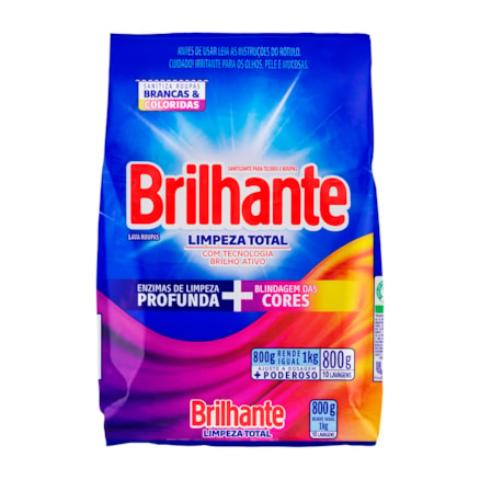 Detergente Brilhante Pó Limpeza Total 800g