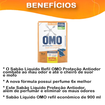 Detergente Líquido Omo Sachê Sports 900ml