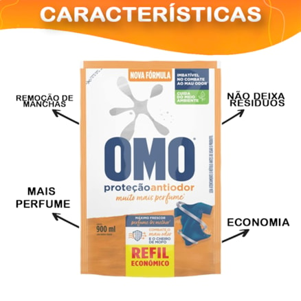 Detergente Líquido Omo Sachê Sports 900ml