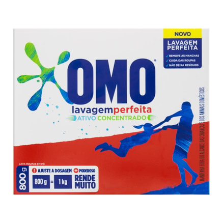 Detergente Po Omo Caixa Lavagem Perfeita 800g