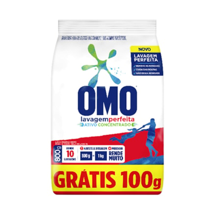 Detergente Po Omo Lavagem Perfeita Leve 800g Pague 700g