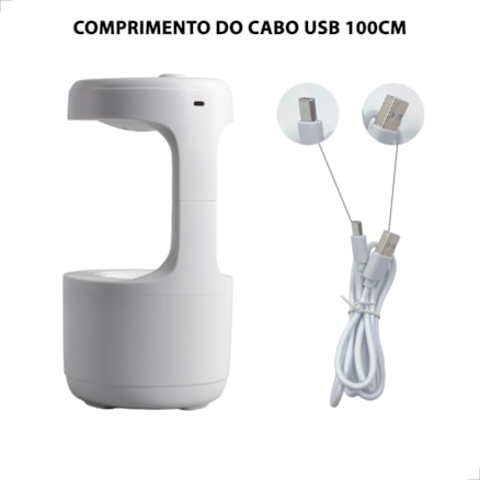 Difusor Umidificador Ar Anti Gravidade Gota Água Ambiente Led Relógio Led Quarto