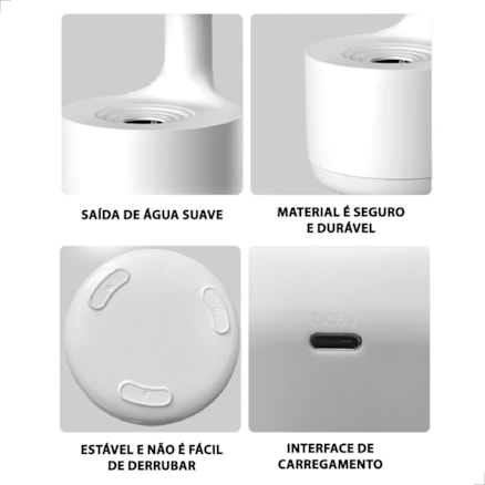 Difusor Umidificador Ar Anti Gravidade Gota Água Ambiente Led Relógio Led Quarto