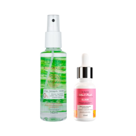 Elixir Be Aurora Rosa Mosqueta com Ácido Hialurônico + Colágeno 30ml + Água Micelar BeAurora Pura Fattore Spray Babosa Ativa Vegano 140ml