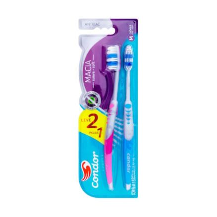 Escova Dental Condor Antibac Macia Leve 2 Pague 1 Ref 8056