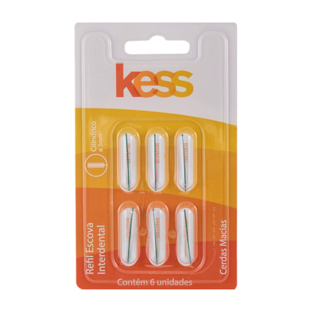 Escova Dental Kess Interdental Mini Refil Cilíndrica 6 Und