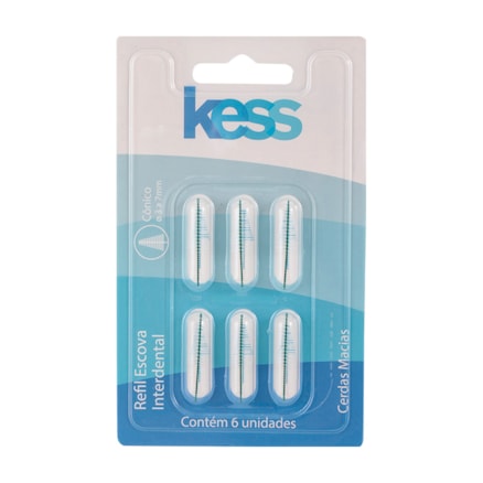 Escova Dental Kess Interdental Mini Refil Cônico Com 6 Und