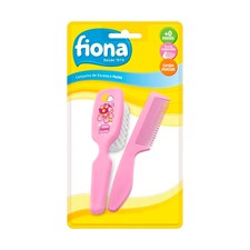 Escova Fiona + Pente Higiene Infantil Rosa Ref 802530