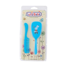 Escova Lully + Pente Higiene Infantil Azul Ref 2101