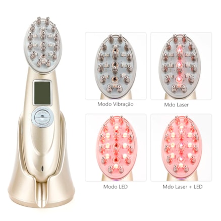 Escova Rf Laser Infravermelho Vibratória Massageadora Antiqueda Cabelo Massagem Bivolt