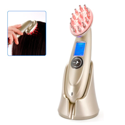 Escova Rf Laser Infravermelho Vibratória Massageadora Antiqueda Cabelo Massagem Bivolt