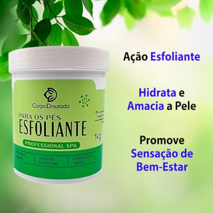 Esfoliante Pés Corpo Dourado Argila Verde Hidratação 1kg