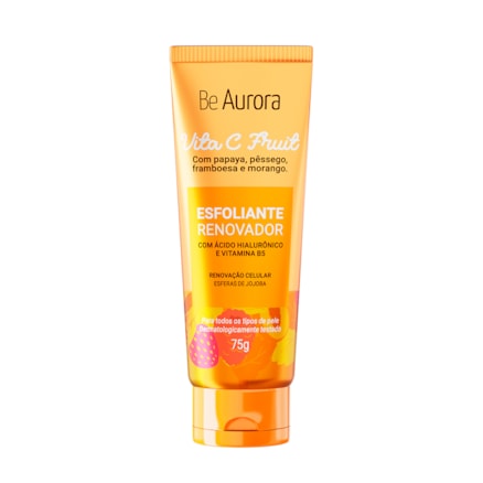 Esfoliante Renovador Be Aurora Vita C Fruit com Ácido Hialurônico e Vitamina B5 75g + Água Micelar BeAurora Pura Fattore Spray Babosa Ativa Vegano 140ml