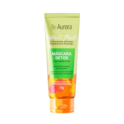 Esfoliante Renovador Be Aurora Vita C Fruit com Ácido Hialurônico e Vitamina B5 75g + Máscara Detox Be Aurora Vita C Fruit Antioxidante com Carvão Ativado 75g