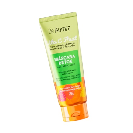 Esfoliante Renovador Be Aurora Vita C Fruit com Ácido Hialurônico e Vitamina B5 75g + Máscara Detox Be Aurora Vita C Fruit Antioxidante com Carvão Ativado 75g