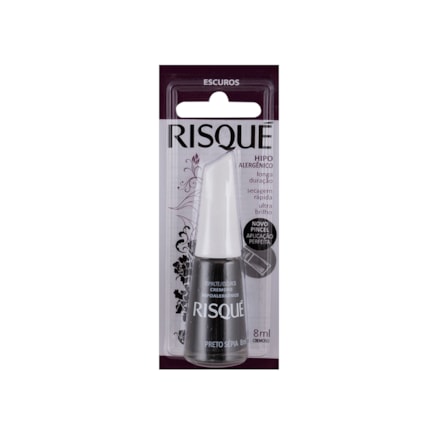 Esmalte Risque Cremoso Preto Sépia Hipoalergênico 8ml