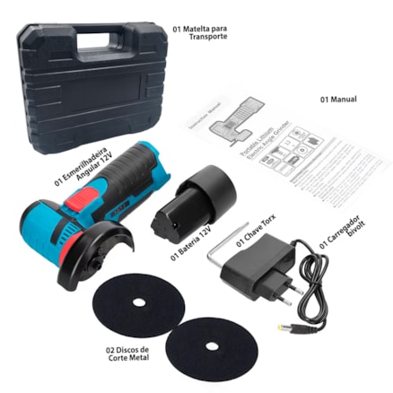 Esmerilhadeira Lixadeira Elétrica Profissional Angular Recarregável Bateria