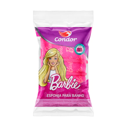 Esponja Banho Condor Kids Barbie 8303 Formato Bolsa Macia