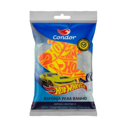 Esponja Banho Condor Kids Hot Wheels 8304 Formato Carrinho