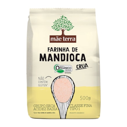 Farinha De Mandioca Crua Orgânica Mãe Terra Sem Glúten 500g