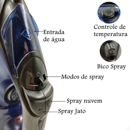 Ferro de Passar Roupas a Vapor Ultra Potente  Steam Iron 2200W 26 Saídas