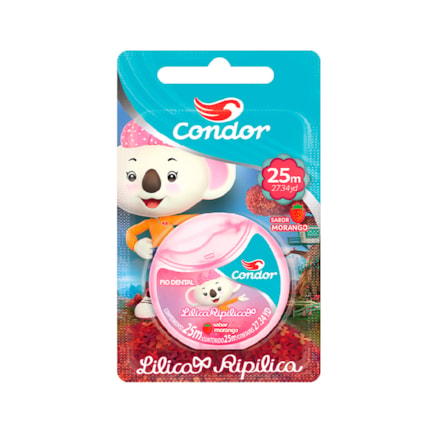 Fio Dental Condor Infantil Lilica Ripilica Morango 25m