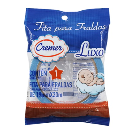 Fita Fraldas Cremer Luxo Azul Excelente Fixação 19mm X 20m