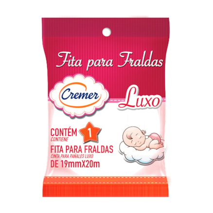 Fita Fraldas Cremer Luxo Rosa Excelente Fixação 19mm X 20m