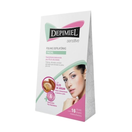 Folhas Depilação Facial Sensitive Depimiel 18cmx9cm 16 Und