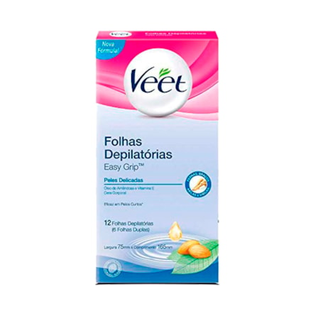 Folhas Depilatórias Veet Peles Delicadas 12 Folhas