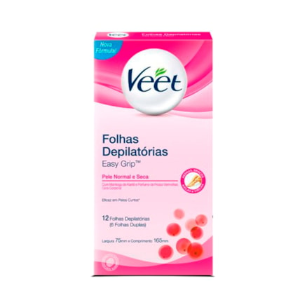 Folhas Depilatórias Veet Peles Normais Secas 12 Folhas