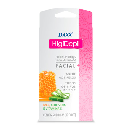 Folhas Prontas Depilação Daxx Higi Depil Facial Mel 20 Und