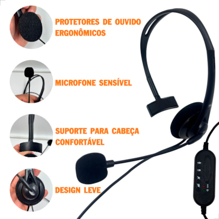 Fone De Ouvido Headset Com Microfone para Pc Notebook Computador Contra Ruido