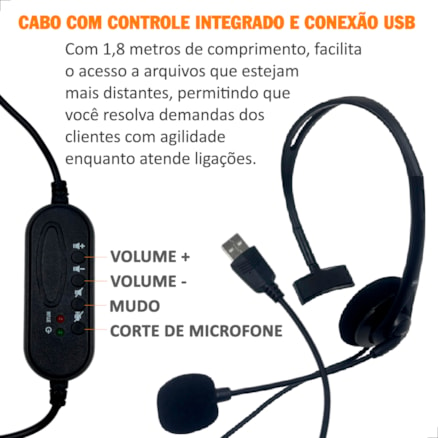 Fone De Ouvido Headset Com Microfone para Pc Notebook Computador Contra Ruido