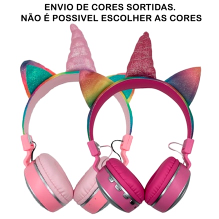 Fone De Ouvido Sem Fio Unicornio Infantil Usb Led Bluetooth Recarregável Adulto