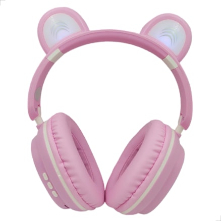 Fone Ouvido Led De Gatinho Bluetooth Sem Fio Rosa Azul Color Infantil Adulto