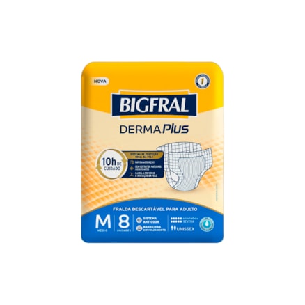 Fralda Bigfral Derma Plus Antiodor Md 8 Und