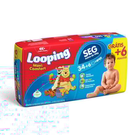 Fralda Comfort Hiper Looping 34+6 Tamanho Seg 40 Und