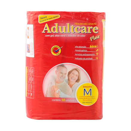 Fralda Geriátrica Adultcare Plus Tamanho M 10 Und