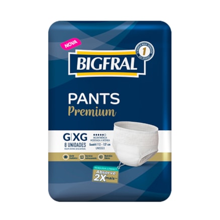 Fralda Geriátrica Bigfral Pants Premium Tamanho G/xg 8 Und