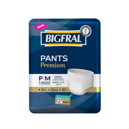 Fralda Geriátrica Bigfral Pants Premium Tamanho P/m 8 Und