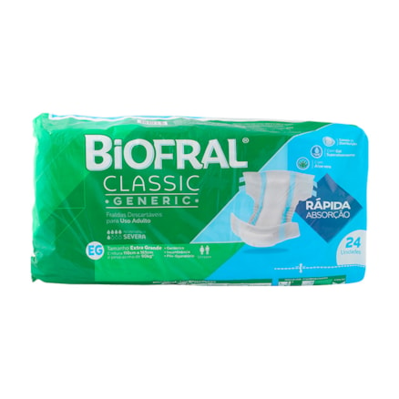 Fralda Geriátrica Biofral Classic Tamanho Eg 24 Und