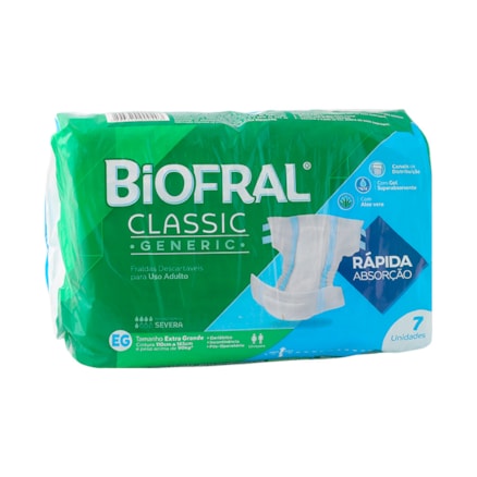 Fralda Geriátrica Biofral Classic Tamanho Eg 7 Und