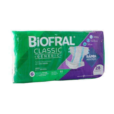 Fralda Geriátrica Biofral Classic Tamanho G 28 Und